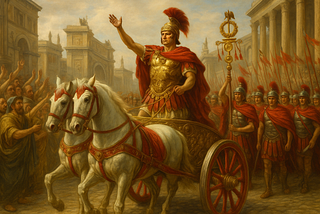 A Roman general in a chariot celebrating a Roman stat triumph.