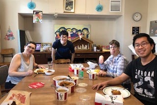 I treated CORE members and live-in assistants with KFC at the end of my time at Lethbridge, Alberta!