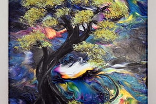From Chaos to Serenity: Dutch Pour with Hand Painted Tree 🎨🌪️🌳
