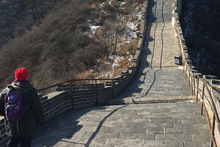 Woman on Great Wall of China