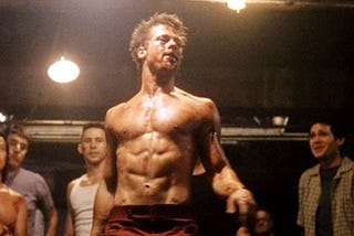 Brad Pitt in Fight Club scene, 1999