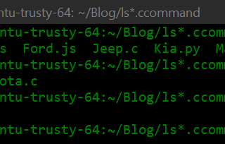 Command “ls *.c”