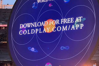 Coldplay Music Of The Spheres tour app shown before the concert