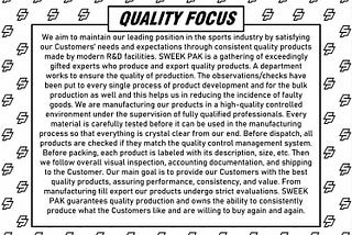 OUR QUALITY FOCUS