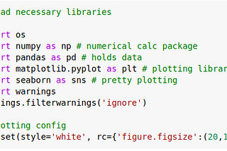 A screenshot of a cell in Google Colab, showing the code for importing libraries.