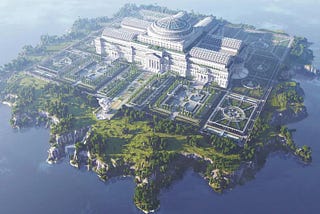 Aerial image of the Minecraft library building trying to making censored journalism accessible all over the world