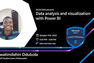 A poster about the proposed talk on Power BI by Odubola Oluwatimilehin