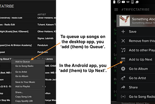 Spotify on desktop vs. on Android