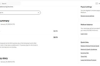 My first month medium earning