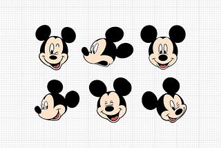 Mickey Mouse, Ears Head Face, Set, Bundle, Svg and Png Formats, Cut, Cricut, Silhouette, Clipart, Instant Download