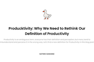 Producktivity: Why We Need to Rethink Our Definition of Productivity