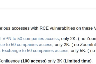Initial Access Broker Selling RCE Vulnerabilities