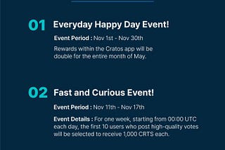 Cratos New Events in November!