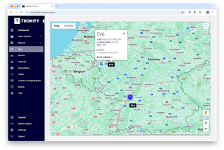 Last Known Vehicle Location & Charge Level in TRONITY Fleet Professional