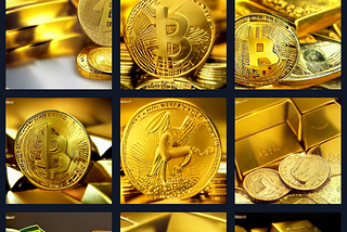 correlation between gold and dollar, non fungible tokens and cryptocurrencies by Craiyon