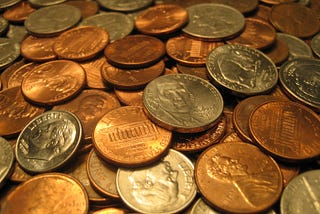 Mixed coins on a surface