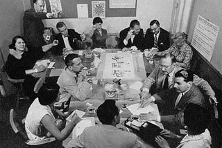 A brainstorming session at BBDO New York office in 1950s. Photo © Philippe Halsman