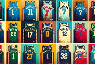 series of basketball jerseys from various teams