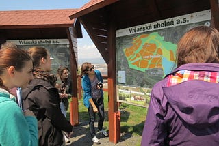 The mine rehabilitation plan of the Vršany coal mine, Czech Republic. A photo from one of student field trips as part of Mine Reclamation course. Photo: Markéta Hendrychová