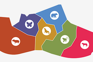 SVG map based on the St. Louis Zoo with six distinct zones