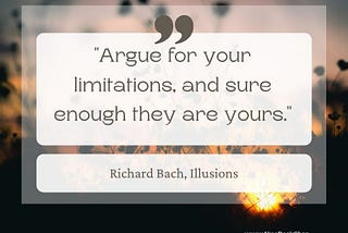 Richard Bach quote on photo of sunrise.