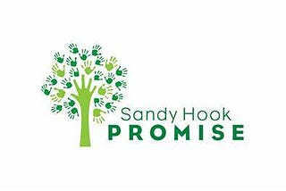 Logo for the nonprofit Sandy Hook Promise, featuring the name of the org and a tree with handprints for leaves.