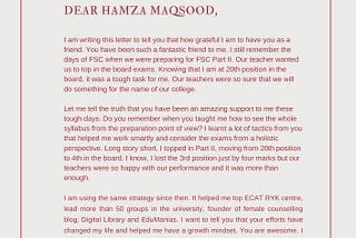 Letter of gratitude to my best friend