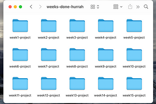 Screenshot of a folder with 15 completed projects