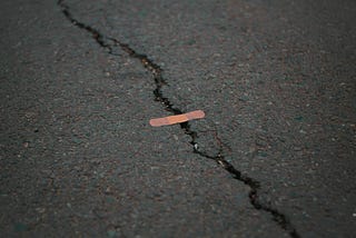 Plaster placed on a pavement crack