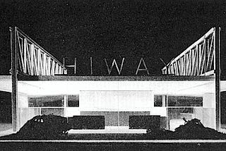 old photograph of model of HI WAY drive in restaurant