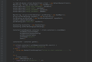 How to use fabric8io/docker-client to create a mysql docker container
