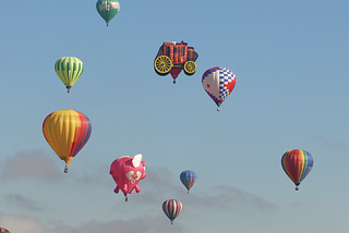 Photo of hot air balloons.