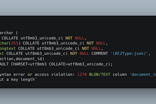 SQL Code example with error message