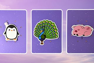 Three oracle pick a card piles: pile 1 — penguin, pile 2 — peacock, and pile 3 — pig