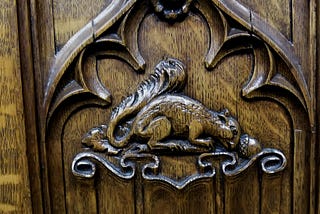 Wood carving of a squirrel with a nut from Canada’s new parliament.