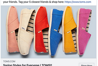 Facebook Ad Campaign — TOMS