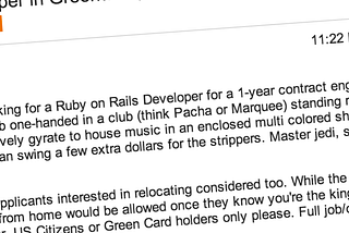 Tech recruiter posts sexist ad for Ruby Dev, uses excuse “It’s because I’m not a programmer”