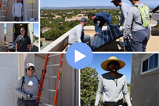 Senator Heinrich learns the ropes of rooftop solar installation