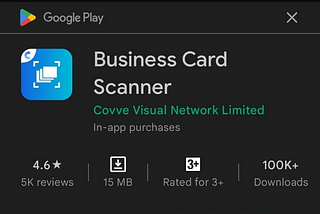 Google Search for Business Card Scanner App