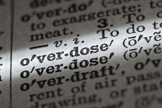Open dictionary page to the highlighted word “overdose”