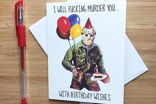 Funny Jason Birthday Card, Horror Movie Theme Birthday, 80s Pop Culture, Movie Art Prints, Handmade Happy Birthday Party Favors, Movie Nerds