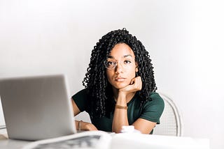 Female Founder, thoughtful expression