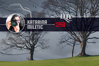 Background of two leafless trees bathed in early morning sunshine on a sunny hill. In the foreground a banner with author’s photo holding a camera at the viewer, smiling and the words ‘the art of life’ with a prompth to subscribe