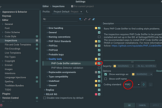 How to setup PHP Code Sniffer in PHPStorm
