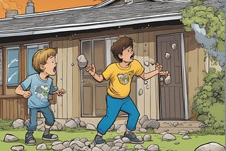 Two young boys misbehaving due to parent neglect