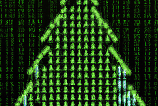 AI generated Matrix-style Christmas tree by DALL-E