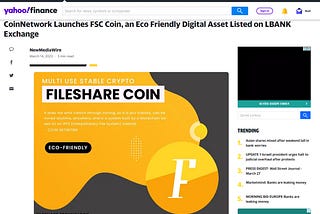 FILESHARE COIN : FSC Press Release > YAHOO FINANCE — March 14, 2023