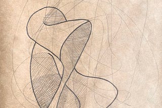 A drawing of three-dimentional abstract form.