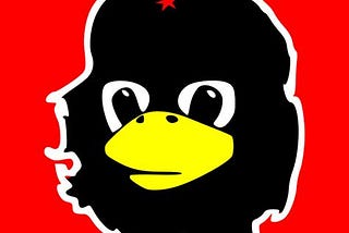 Linux’s mascot, Tux the Penguin, stylized as Cuban revolutionary Che Guevera