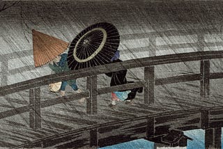 Painting. Rain on Izumi Bridge by Hiroaki Takahashi